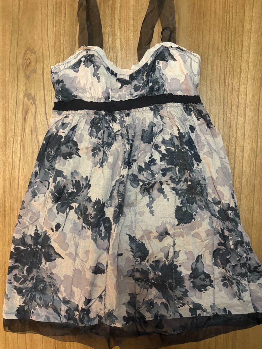 LOFT 8 ✨ adult Floral Overlay Dress in Black and Cream